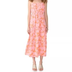 Social Standard Ladies Tiered Smocked Floral Back Dress